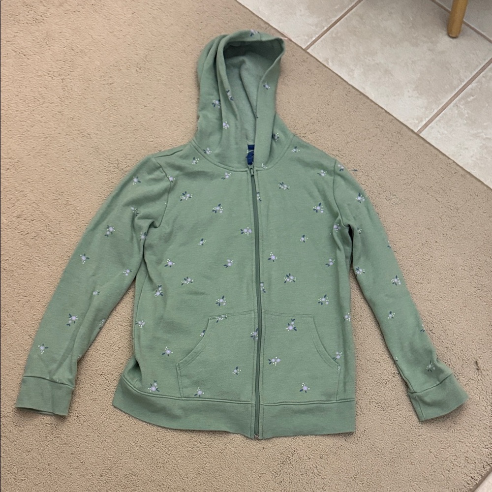Cat & Jack Green Floral Hoodie Jacket